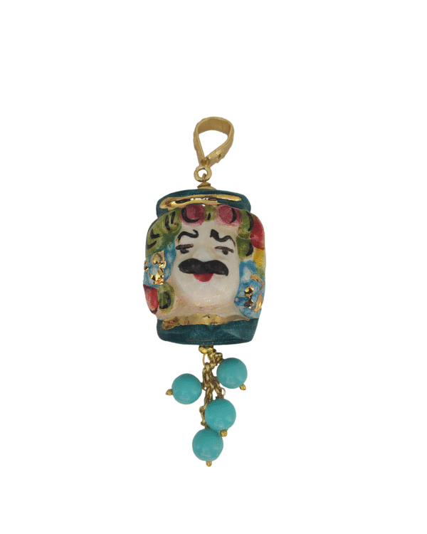 Charm rostro ceramica azul beads turquesa artesanal haydee