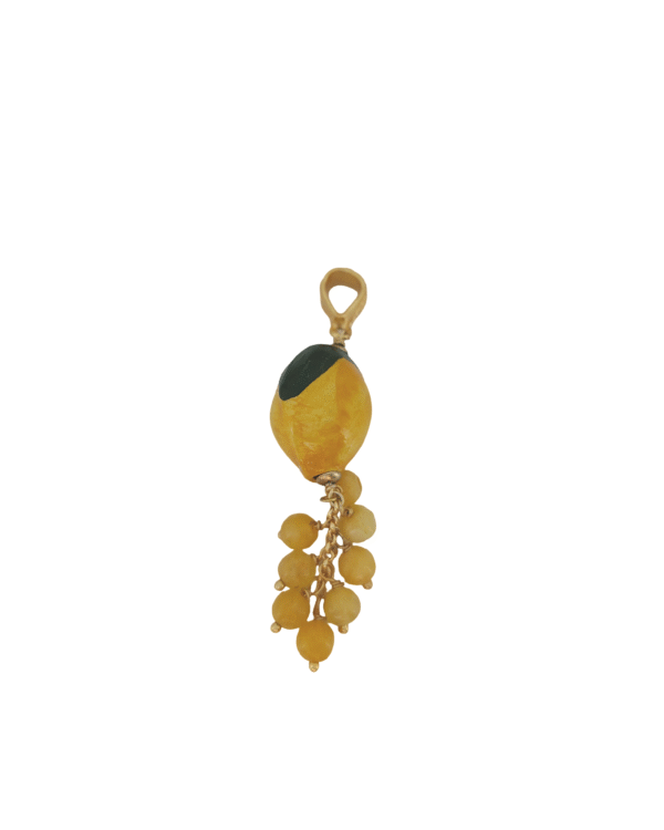 Colgante limone amarillo cuentas citricas artesanal estilo mediterraneo haydee