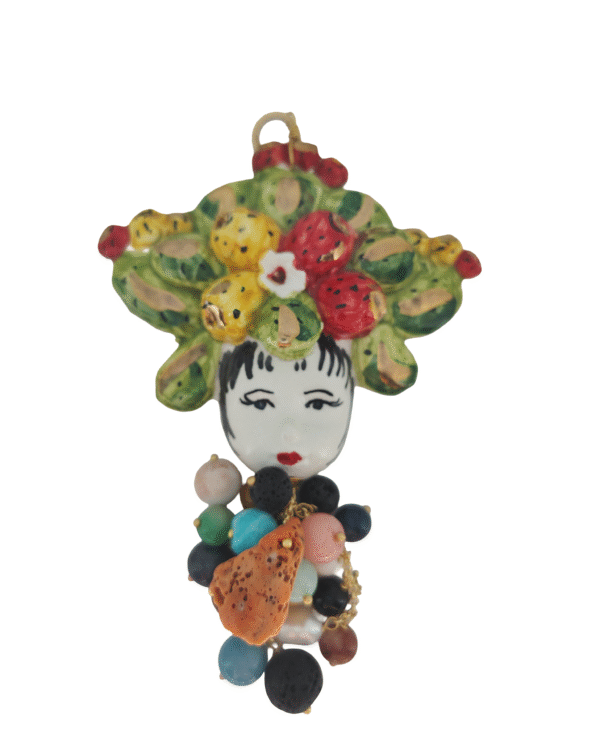 Colgante testa siciliana frutta multicolor artesanal haydee