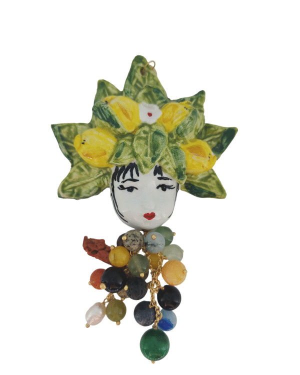 Colgante testa siciliana limone multicolor artesanal mediterraneo haydee