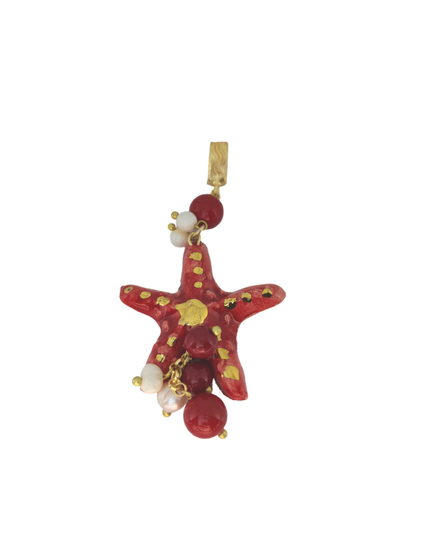 Piccola stella di mare rossa colgante estrella roja ceramica haydee