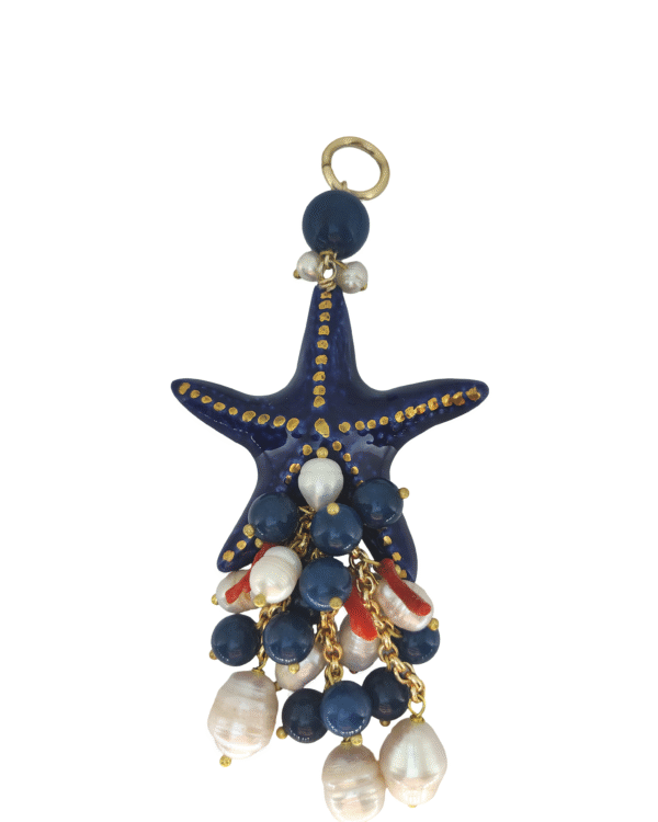 Stella cascata navy blue colgante estrella ceramica perlas haydee