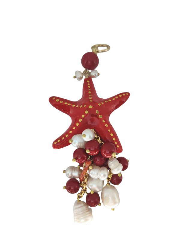 Stella cascata rossa colgante estrella roja ceramica perlas haydee