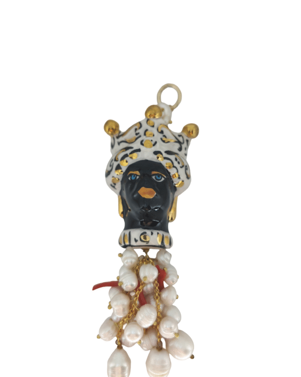Testa moro otello blanco colgante perlas ceramica haydee