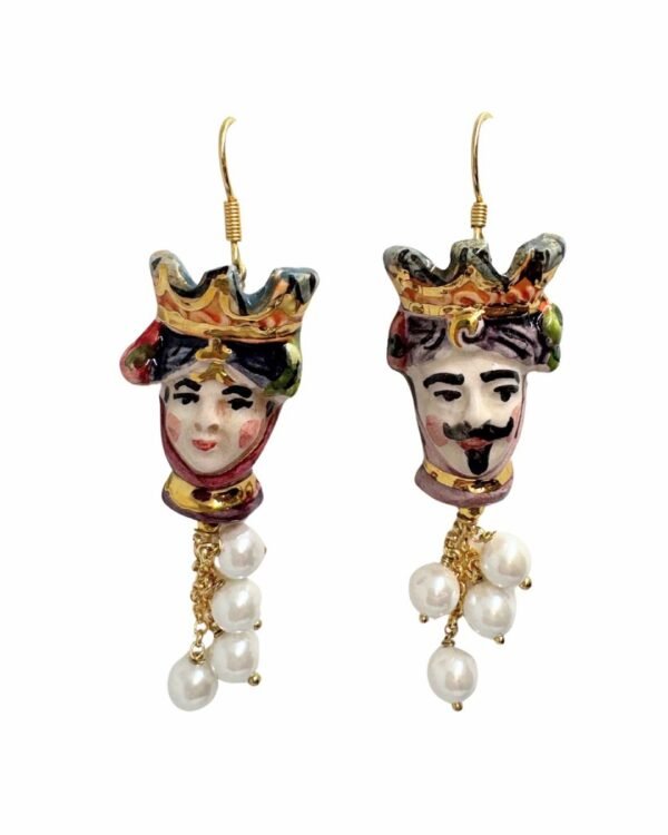 Pendientes cabezas sicilianas perlas haydee