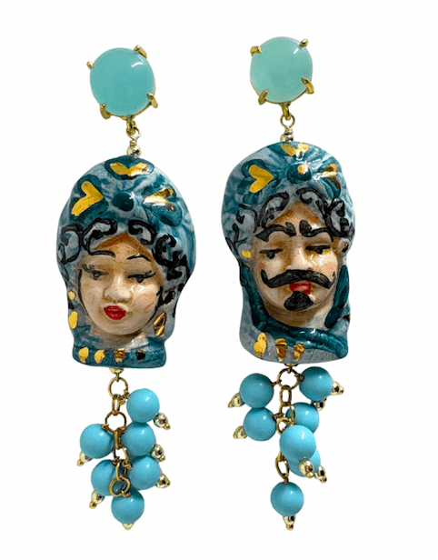 Pendientes testa di moro azul turquesa haydee