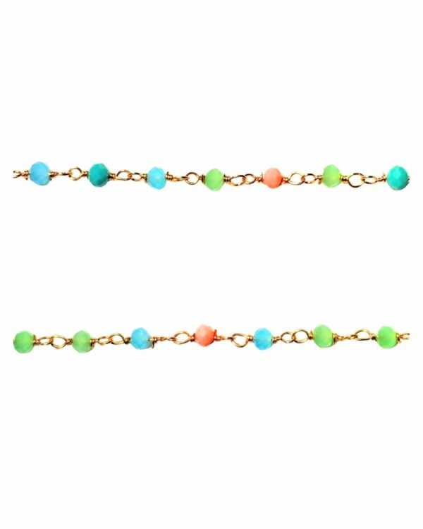 Cadena de Cristal Multicolor de Haydée, de cuentas de cristal turquesa, verde lima y rosa hechas a mano