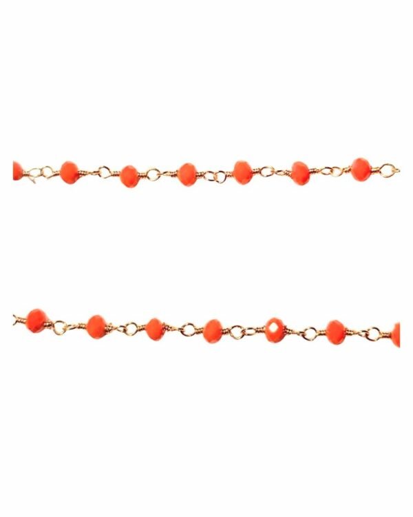 Cadena Cristal Naranja de Haydée, de cuentas de cristal naranja con eslabones dorados hechas a mano