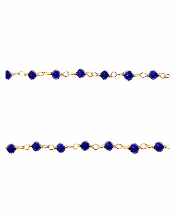 Cadena Cristal Navy Blue de Haydée, de cuentas de cristal azul marino con eslabones dorados