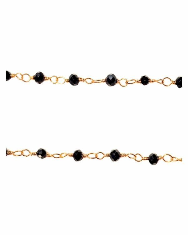 Cadena Cristal Negro de Haydée, de cuentas de cristal negro con eslabones dorados hechas a mano