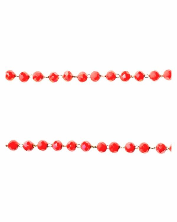 Cadena Cristal Rojo Flame de Haydée, de cuentas de cristal rojo anaranjado hechas a mano