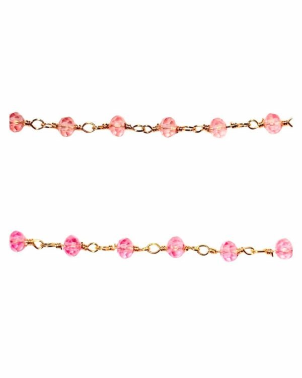 Cadena Cristal Rosa de Haydée, de cuentas de cristal rosa hechas a mano