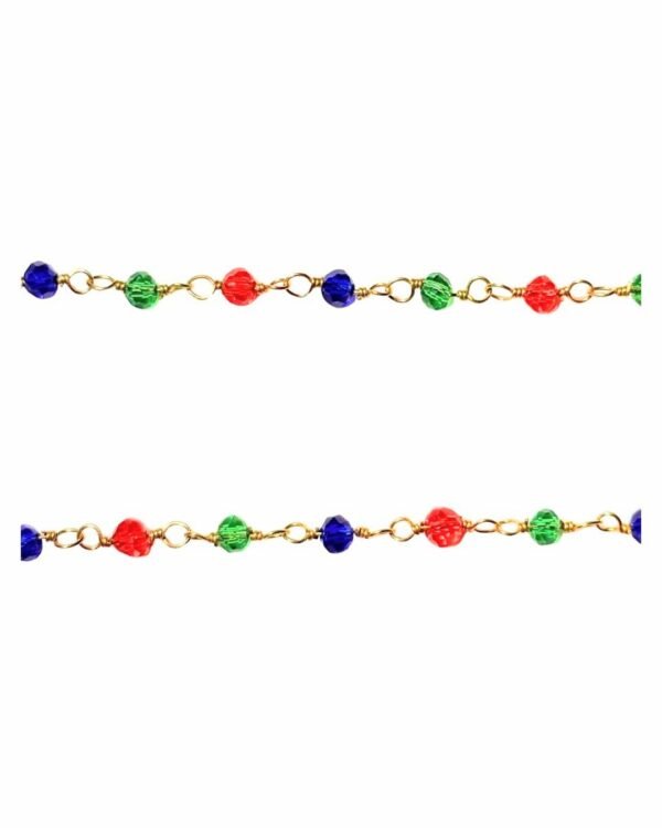 Cadena Cristales Multicolor de Haydée, de cuentas de cristal azul, verde y rojo hechas a mano