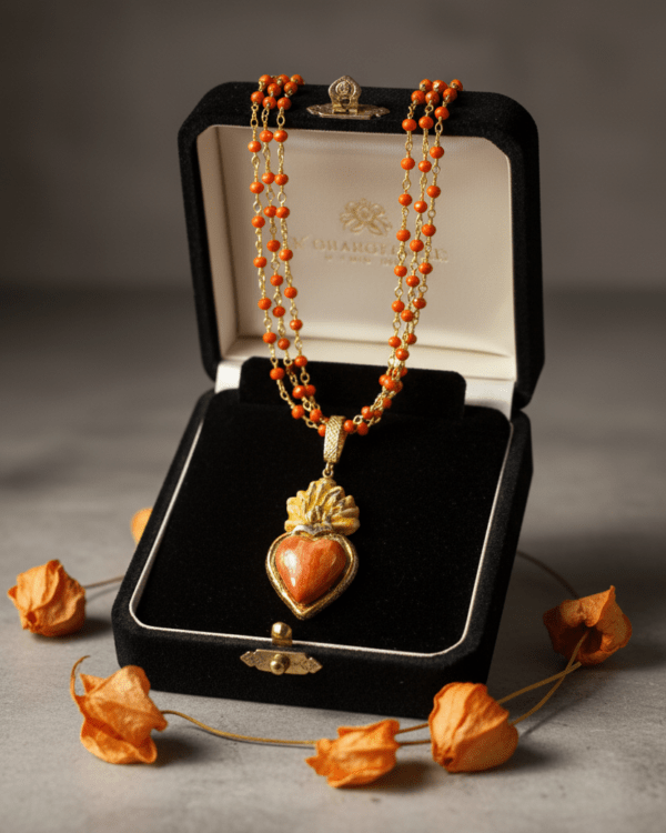 Collar corazon rojo haydee estuche