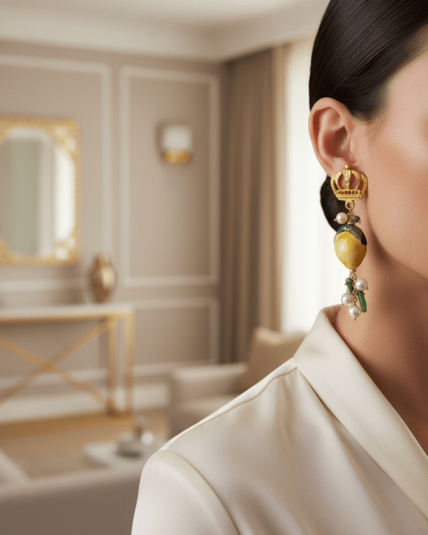 Haydee pendientes ceramica limon corona detalle lateral