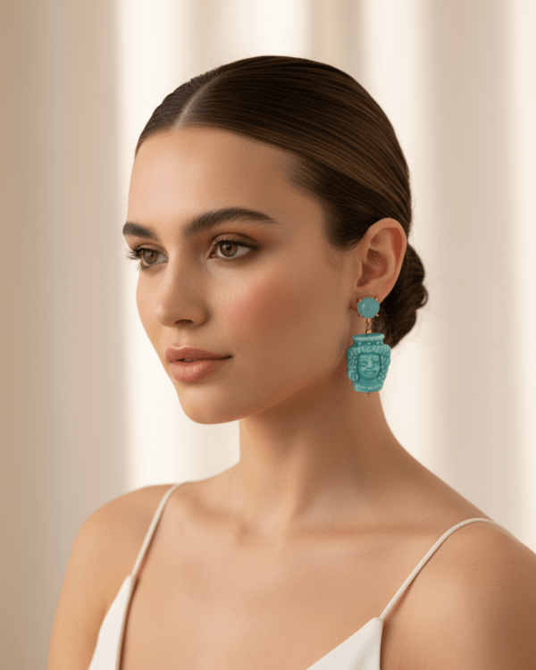 Pendiente blue couple testa di moro turquesa retrato editorial haydee