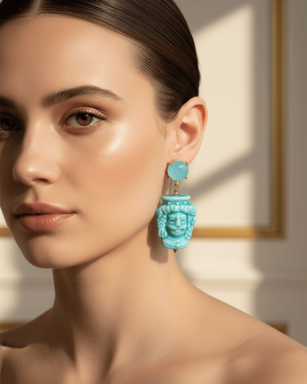 Pendiente testa di moro turquesa modelo coleccion blue couple haydee