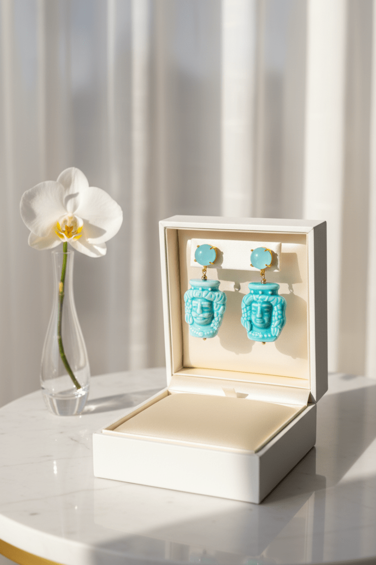 Pendientes Blue Couple en su caja de regalo
