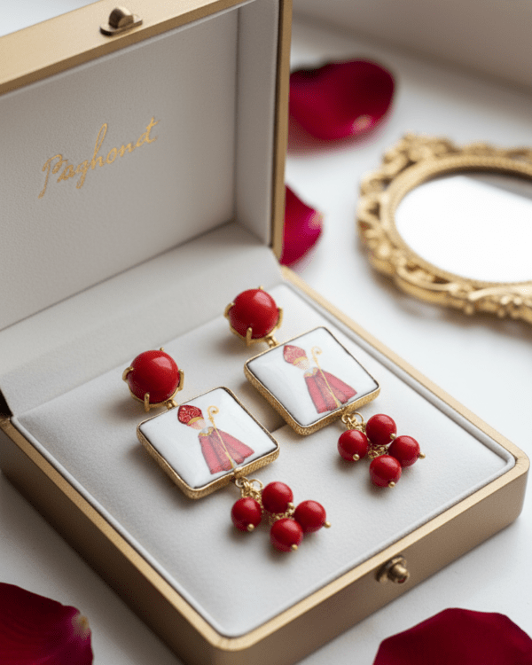 Pendientes cardenal rojos joyeria siciliana haydee regalo