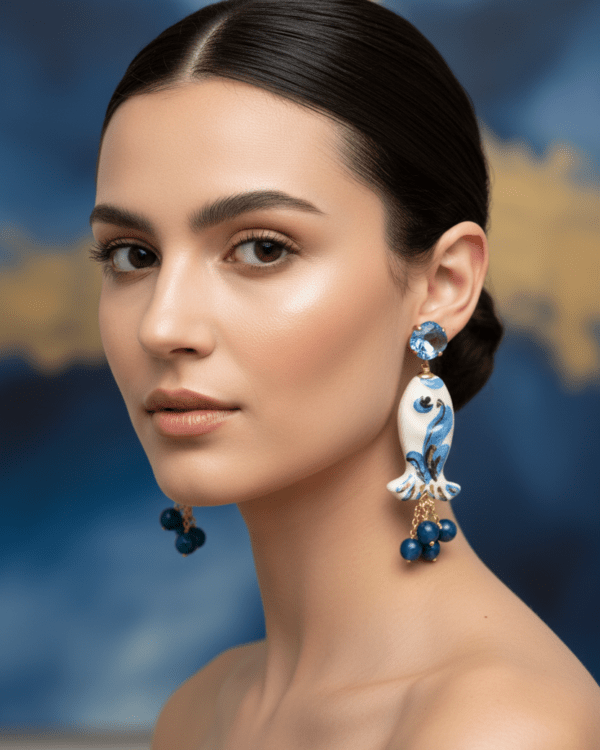 Pendientes tesela coral cristal azul haydee