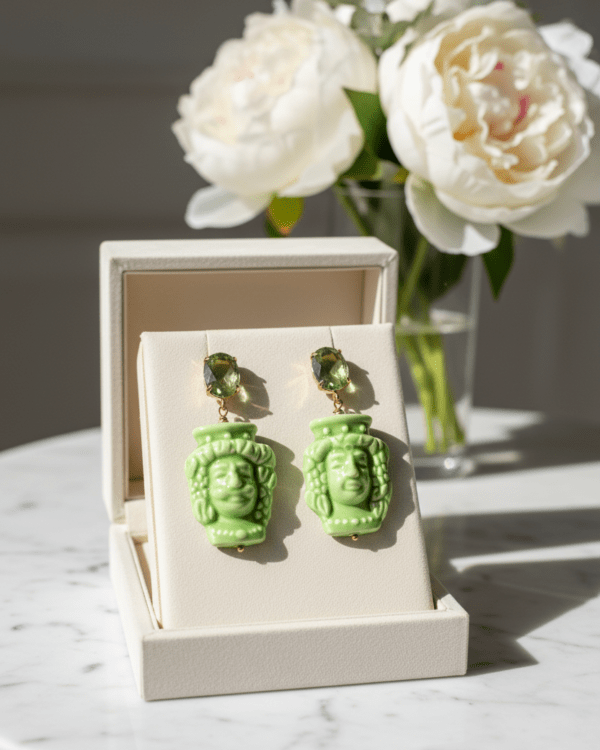 Pendientes testa di moro verdes cristal haydee