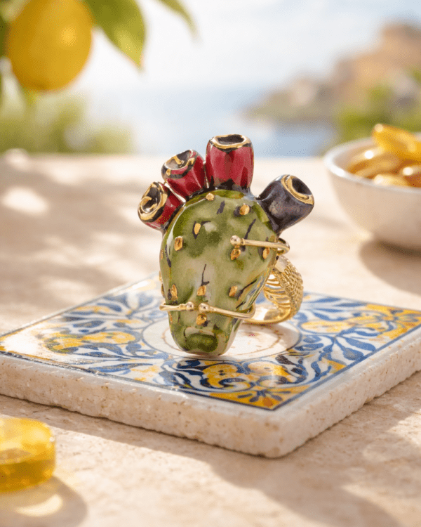 Anillo cactus opuntia esmaltado haydee