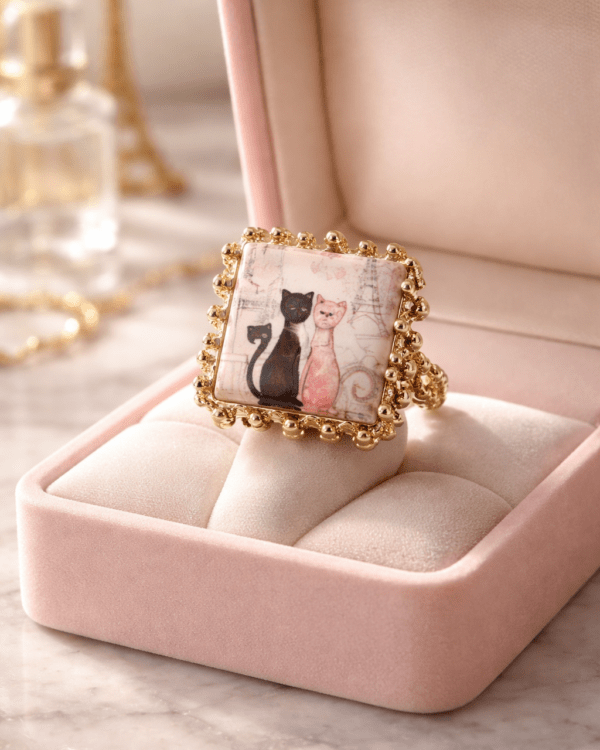 Anillo ilustrado gatos esmaltado haydee