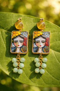 Pendientes de rostro siciliano con corona de limones