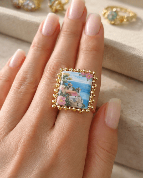 Anillo siciliano paisaje haydee estilo mediterraneo mujer