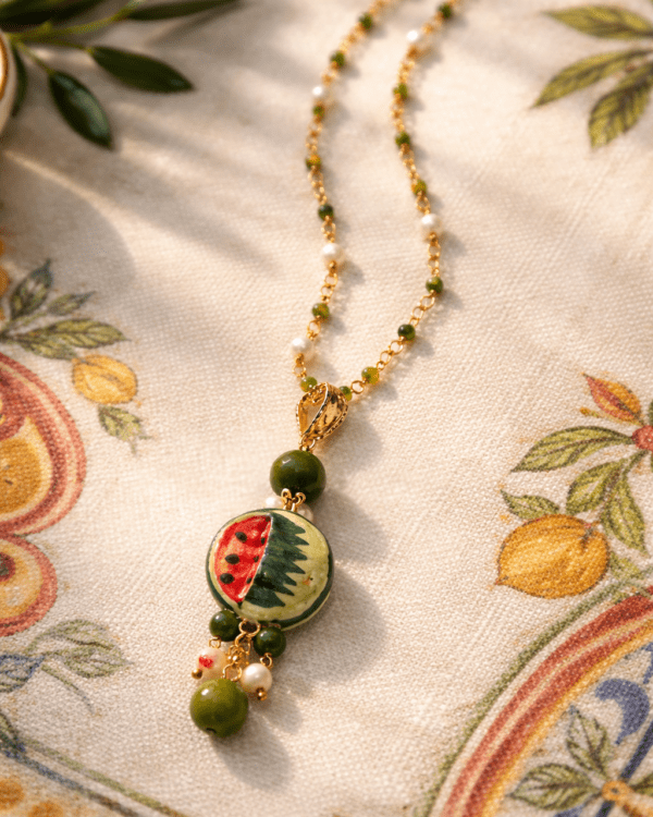 Collar la gordita haydee colgante sandia fondo estampado