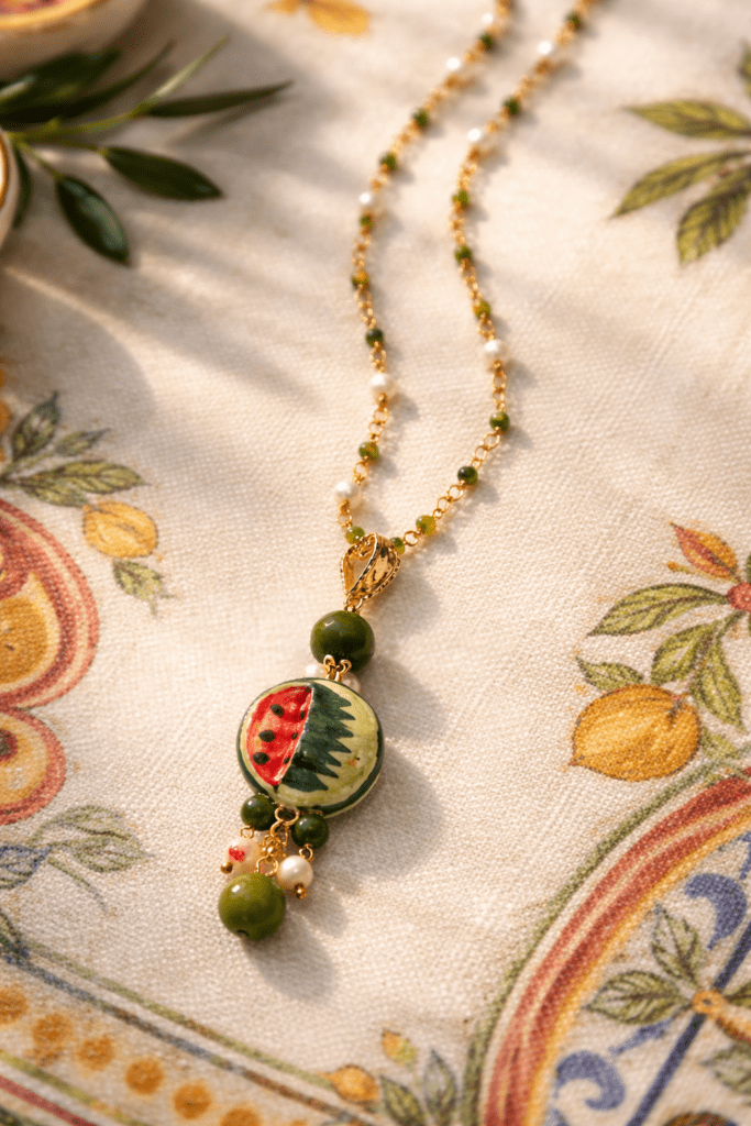 Collar La Gordita con colgante de sandía